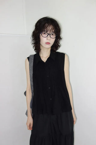 [3 colors] Rem Pintuck Sleeveless Blouse