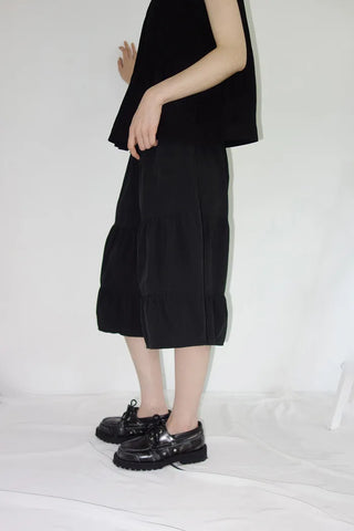 [3 colors] Tiered Can-Can Wide Bermuda Pants