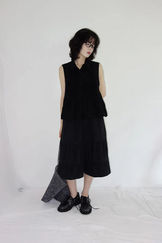 [3 colors] Tiered Can-Can Wide Bermuda Pants