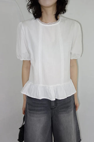 Desha Lace Frill Puff Blouse