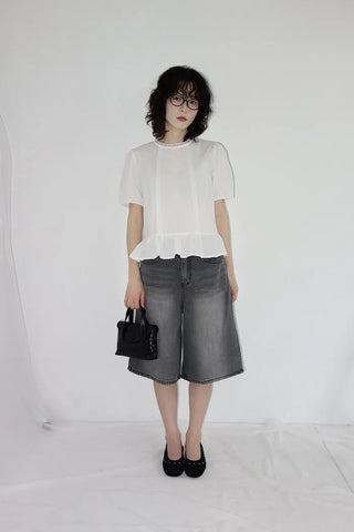 Posen Denim Wide Bermuda Pants