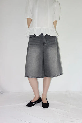 Posen Denim Wide Bermuda Pants