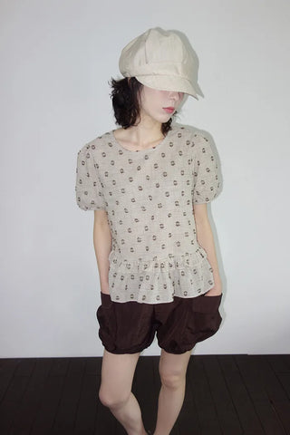 [2 colors] Rashido Dot Check Blouse