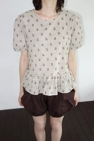 [2 colors] Rashido Dot Check Blouse