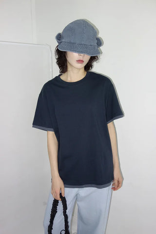 [4 colors] Layered Color Short-Sleeve T-Shirt
