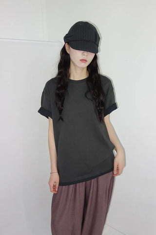 [4 colors] Layered Color Short-Sleeve T-Shirt