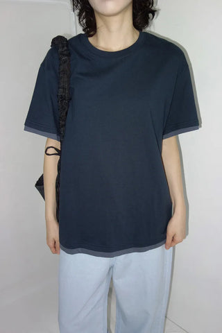 [4 colors] Layered Color Short-Sleeve T-Shirt