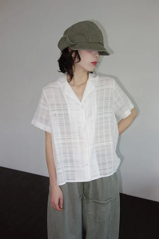 [2 colors] Clérie Jacquard Short-Sleeve Shirt