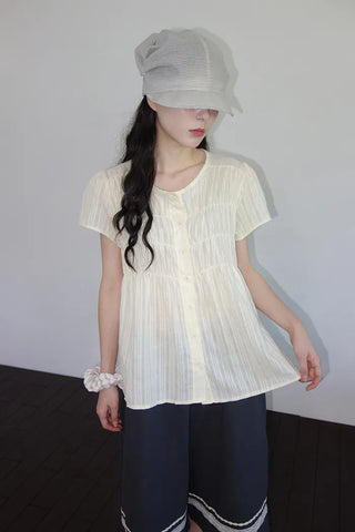 [3 colors] Hamellow Fit Shirred Blouse