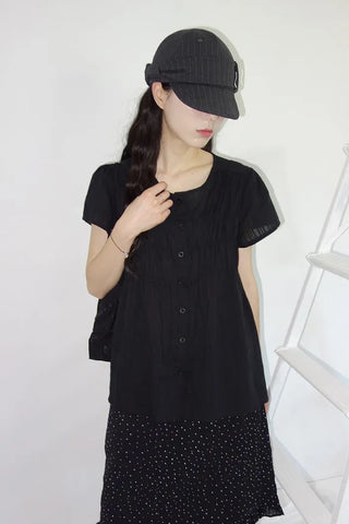 [3 colors] Hamellow Fit Shirred Blouse