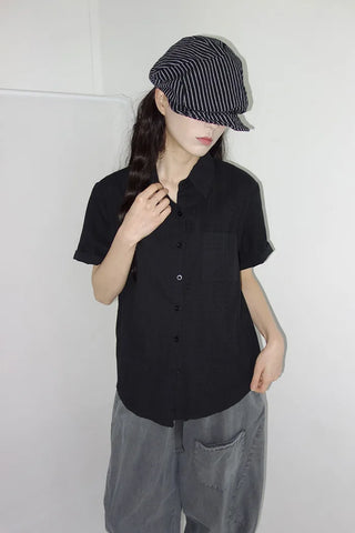 [2 colors] Beach Punching Loose Fit Short Sleeve Shirt