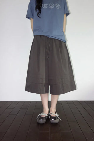 [2 colors] 7-part banded Bermuda shorts