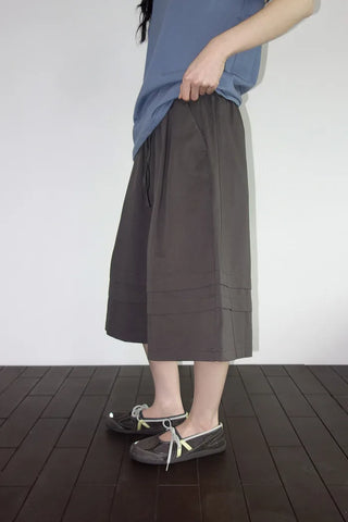 [2 colors] 7-part banded Bermuda shorts