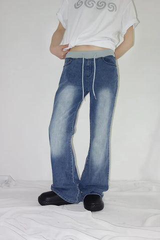 [4 colors] Denim Banding Bootcut Pants