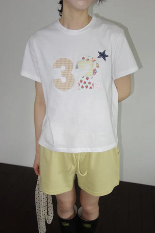 [2 colors] Toddy's Embroidery Patch Short-Sleeve T-Shirt