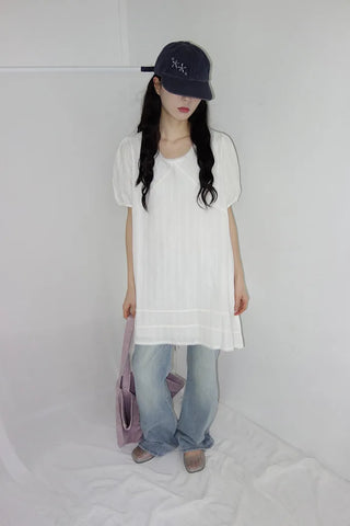 [2 colors] Tutu Lace Pintuck Dress