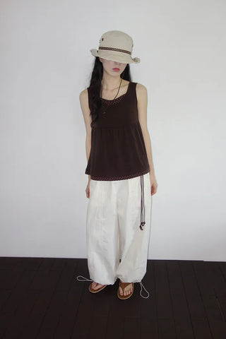 [3 colors] Yacht Bass Rock Banding Wide Pants