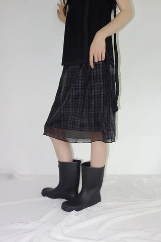 [3 colors] Ant Check Layered Midi Skirt
