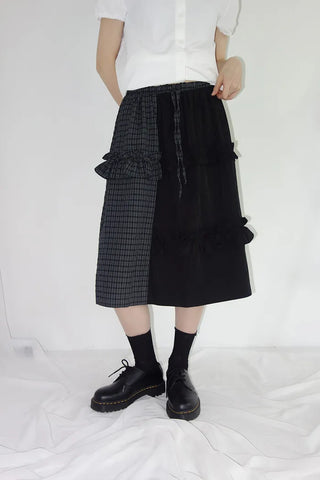 [2 colors] Rimatsu Check Ankle Frill Skirt