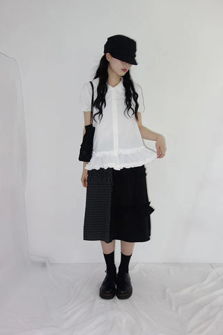 [2 colors] Rimatsu Check Ankle Frill Skirt