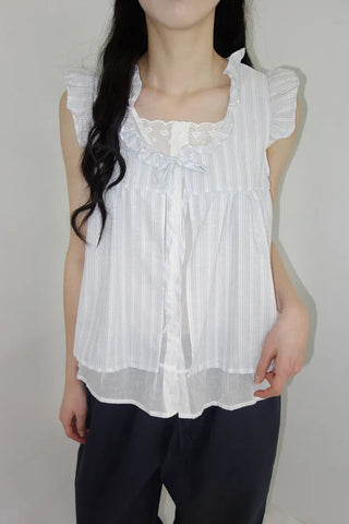 [2 colors] Army Frill Layered Blouse