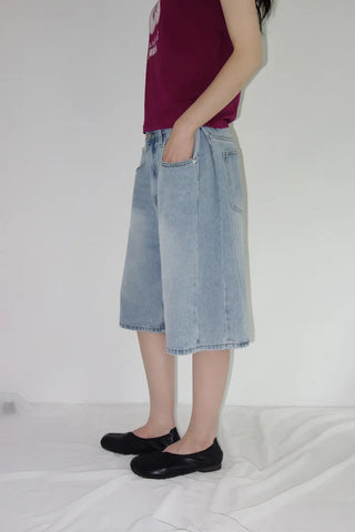 [3 colors] Nemoba Pintuck Denim Bermuda Pants