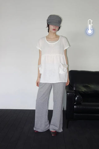 [4 colors][Selectable length] Air-cooled bootcut pants