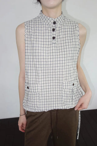 [2 colors] Mubo Pumpkin Check Sleeveless Top