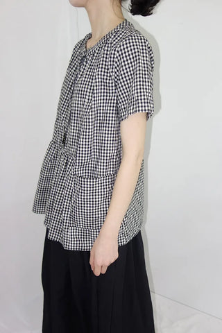 [3 colors] Henley neck pocket blouse