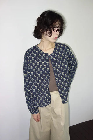 Leaf Round Neck Flower Shirt