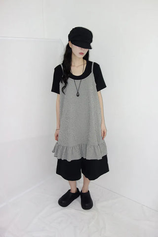 [3 colors] Mate Check Frillless Dress
