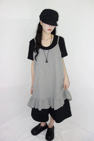 [3 colors] Mate Check Frillless Dress
