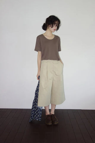 [3 colors] Flared Pintuck Bermuda Pants