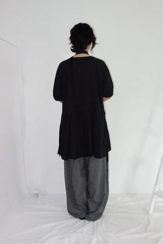 [2 colors] Nero Stripe Linen Balloon Pants