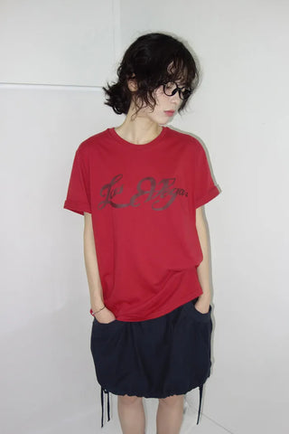 [4 colors] Vegas Print Loose Fit Short Sleeve T-Shirt