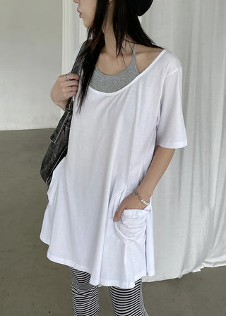 [2 colors] Layered Halter Neck Pocket Dress