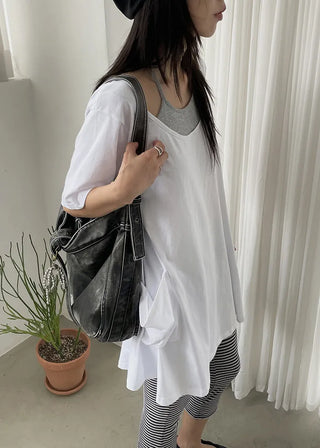 [2 colors] Layered Halter Neck Pocket Dress