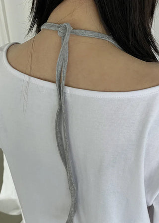[2 colors] Layered Halter Neck Pocket Dress