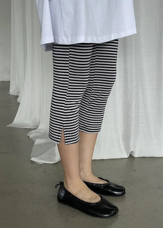 [2 colors] Striped French Leggings