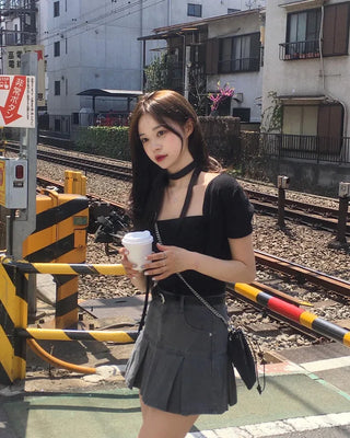 [Belt set] [Pants-style lining] Pleated skirt (3 colors)
