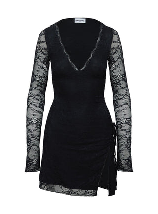 Airabella Long Sleeve Lace Mini Dress Black