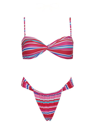 Amplitude Bikini Top Pink  Blue Stripe