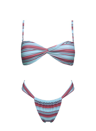 Amplitude Bikini Top Blue  Brown Stripe