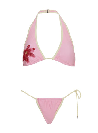 Anolia Halter Bikini Top Pink  Yellow