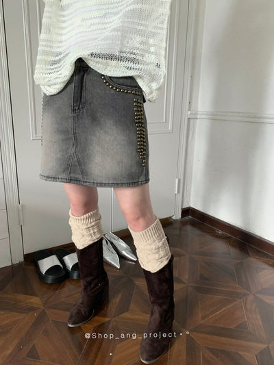 Retro Twist Tie Solid Bubble Leg Warmers
