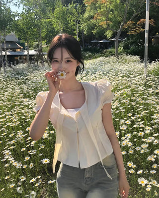 Day Ribbon Puff Blouse