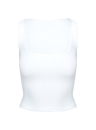 Baseline Square Neck Rib Tank Top White