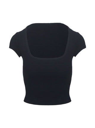Baseline Square Neck Rib Top Black