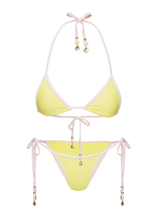 Blaylock Triangle Bikini Top Yellow  Pink