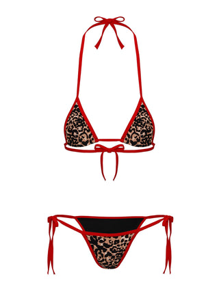 Beasley Tie Side Bikini Bottoms Red  Leopard
